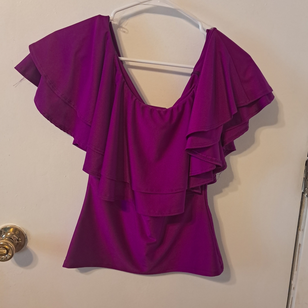 Elegant Purple Ruffle Top